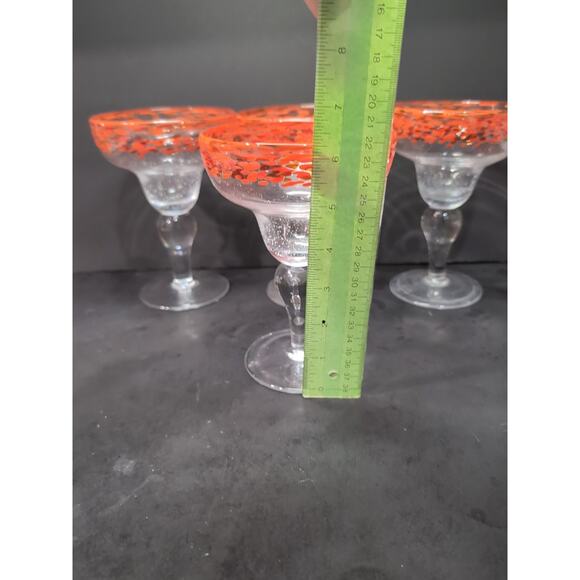 Artland Confetti Bubble Glass Margarita Mexican Glasses, Set of 4, Orange & Red - Picture 9 of 10